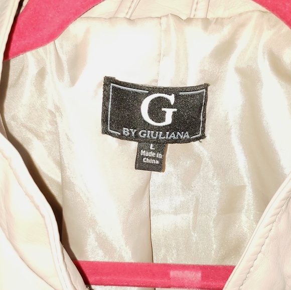 Guliana Faux Leather Moto Jacket Sz L Nude Color - Picture 8 of 8